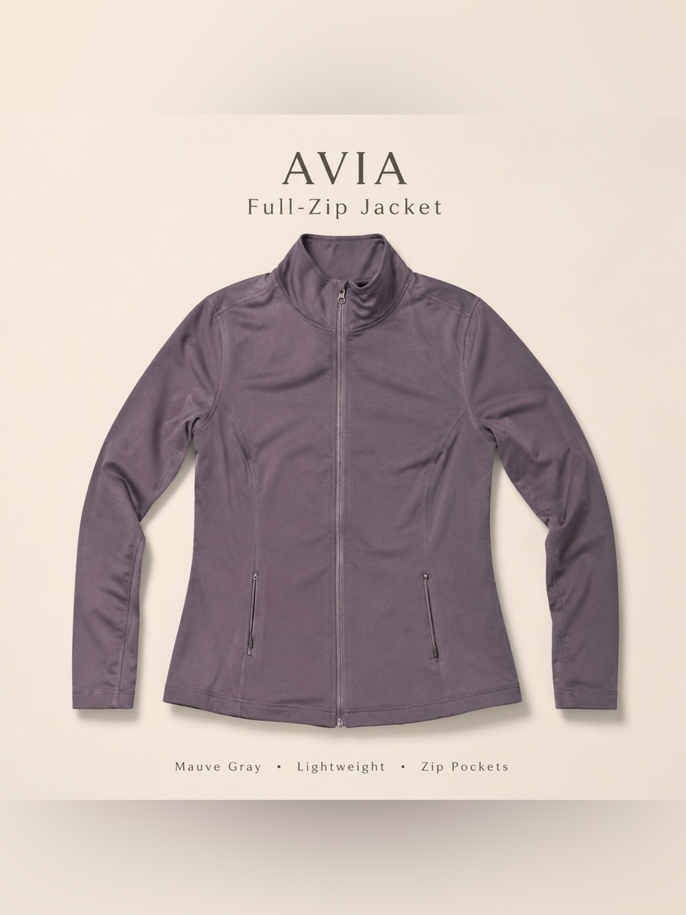 Avia Women's Full-Zip Jacket in Mauve Gray